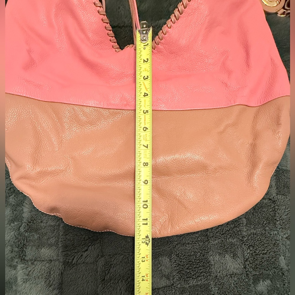 Sharif Pink and Tan Leather Hobo style bag - Picture 7 of 7